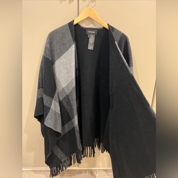 The kooples poncho fringe scarf cape plaid wool - Picture 2 of 4